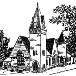 Dibujo para colorear: Iglesia (Edificios y Arquitectura) #64416 - Dibujos para Colorear e Imprimir Gratis