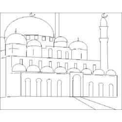 Dibujo para colorear: Mezquita (Edificios y Arquitectura) #64570 - Dibujos para Colorear e Imprimir Gratis