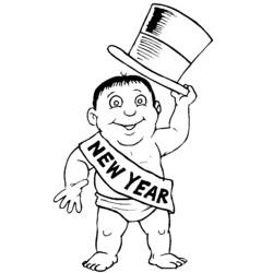 Dibujo para colorear: Año nuevo (Fiestas y ocasiones especiales) #60780 - Dibujos para Colorear e Imprimir Gratis