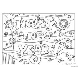 Dibujo para colorear: Año nuevo (Fiestas y ocasiones especiales) #60792 - Dibujos para Colorear e Imprimir Gratis