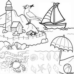 Dibujo para colorear: Playa (Naturaleza) #158976 - Dibujos para Colorear e Imprimir Gratis