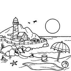 Dibujo para colorear: Playa (Naturaleza) #158988 - Dibujos para Colorear e Imprimir Gratis
