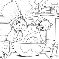 Dibujo para colorear: Cocinero / Cocinera (Ocupaciones) #91779 - Dibujos para Colorear e Imprimir Gratis