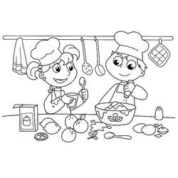 Dibujo para colorear: Cocinero / Cocinera (Ocupaciones) #92082 - Dibujos para Colorear e Imprimir Gratis