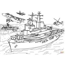 Dibujo para colorear: Aircraft carrier (Transporte) #137864 - Dibujos para Colorear e Imprimir Gratis